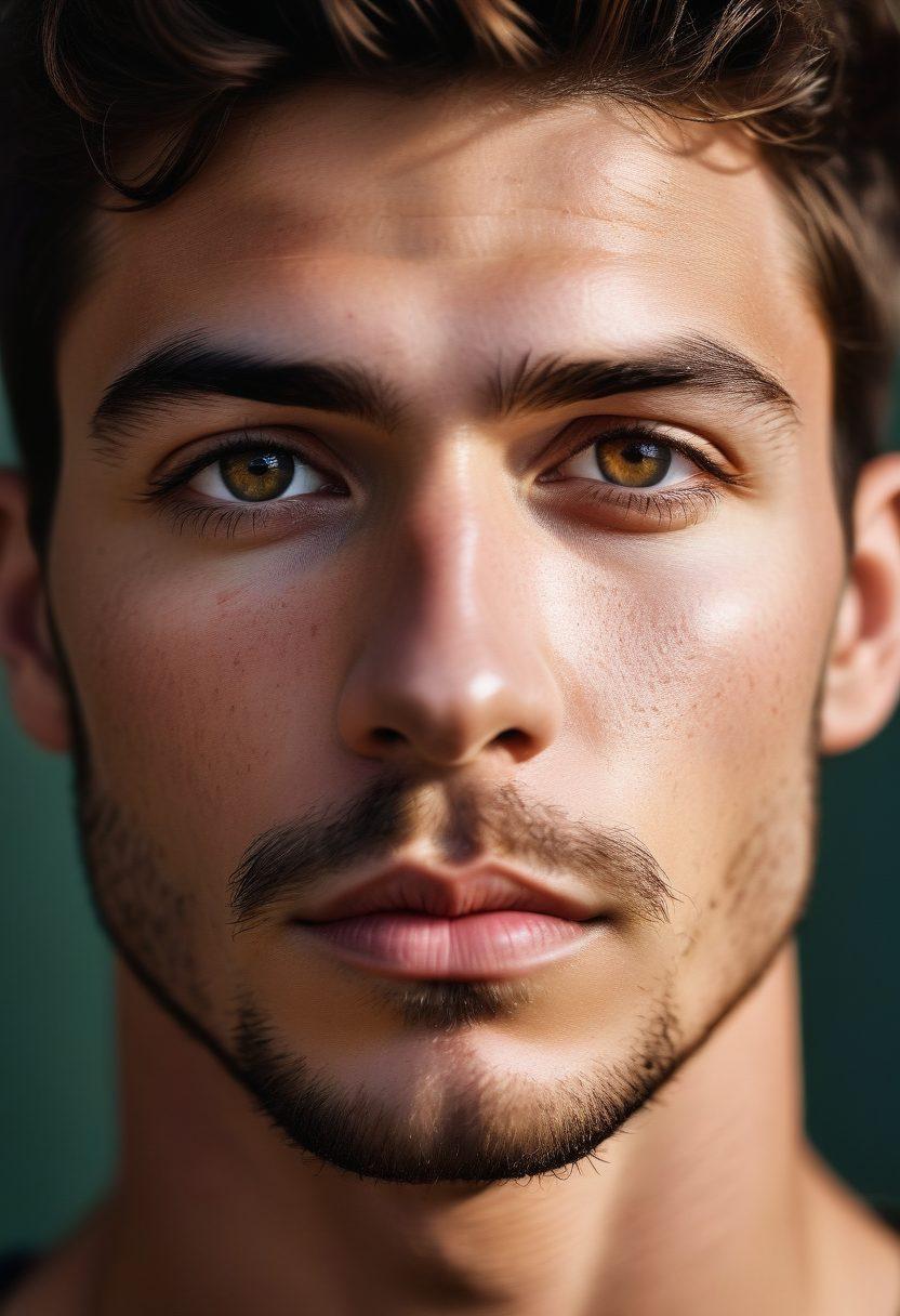 A powerful, close-up portrait of a diverse group of men showcasing different aspects of masculinity—strength, vulnerability, and confidence. Each man exudes a unique aura, with varying expressions and styles, set against a soft, blurred natural background to emphasize their features. The lighting should be dramatic, highlighting their facial textures and emotions. Capture the essence of their individuality through warm tones and deep shadows. super-realistic. vibrant colors. soft focus.